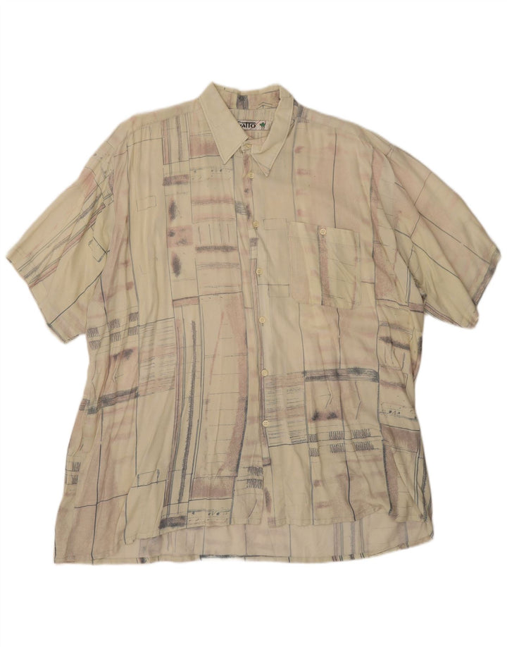 Camisa Vintage de Manga Corta para Hombre XL Beige