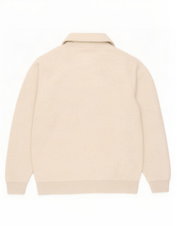 Crew Clothing - Sudadera con cuello y cremallera para hombre, jersey de algodón moteado en beige medio