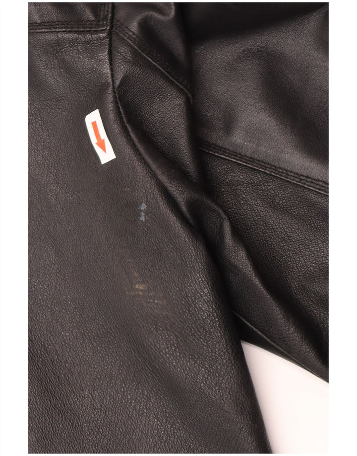 Chaqueta de cuero vintage para hombre IT 52 XL cuero negro