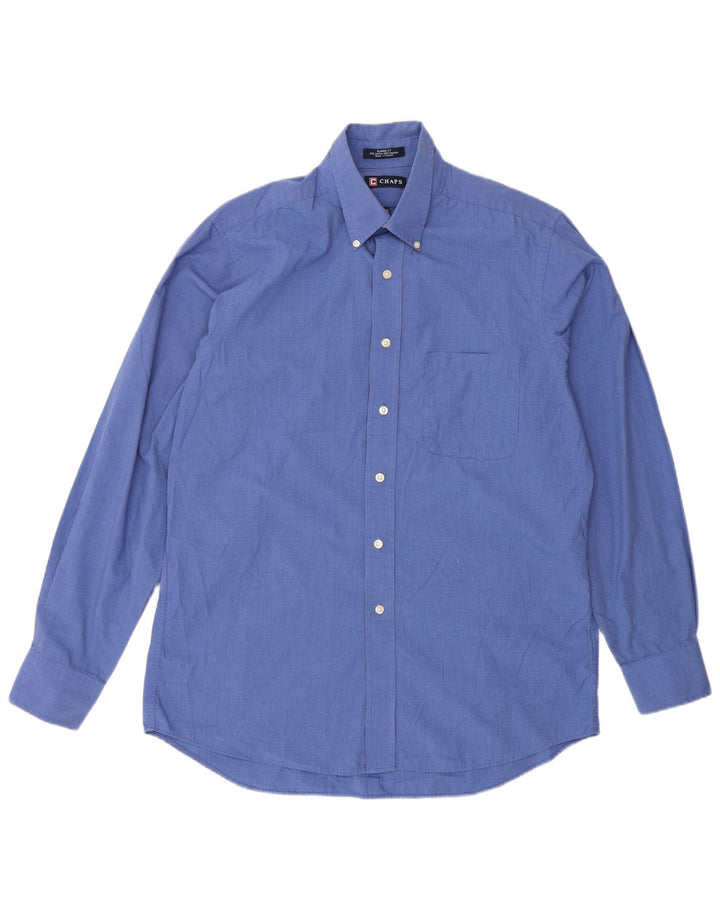 Chaps Camisa de ajuste clásico para hombre, talla 15 1/2, algodón a cuadros azul mediano