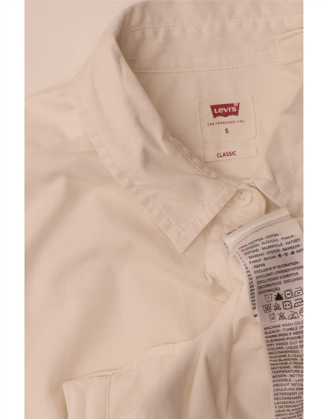 Levi's Camisa Classic Fit para niño 14-15 años Small Blanco Algodón