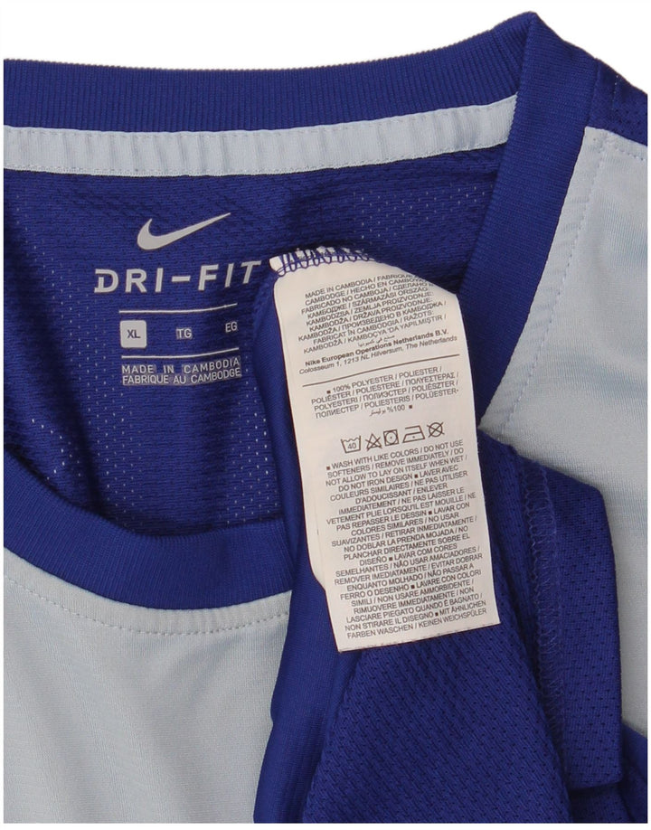 Camiseta Nike Dri Fit para hombre Top XL Azul Colorblock Poliéster