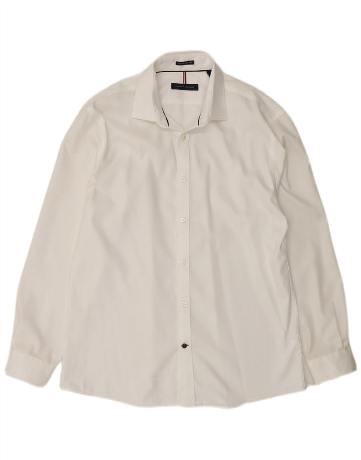 Tommy Hilfiger Camisa Slim Fit para Hombre Talla 16 Grande Blanco