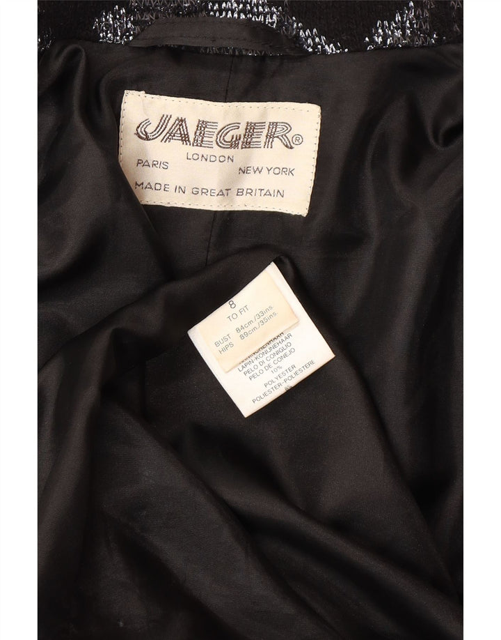 JAEGER Abrigo abierto extragrande para mujer UK 8 Small Grey Floral Wool