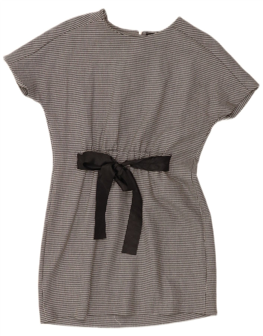Zara Mujer Trafaluc Vestido Básico UK 40 Pequeño Poliéster Pata De Gallo Negro