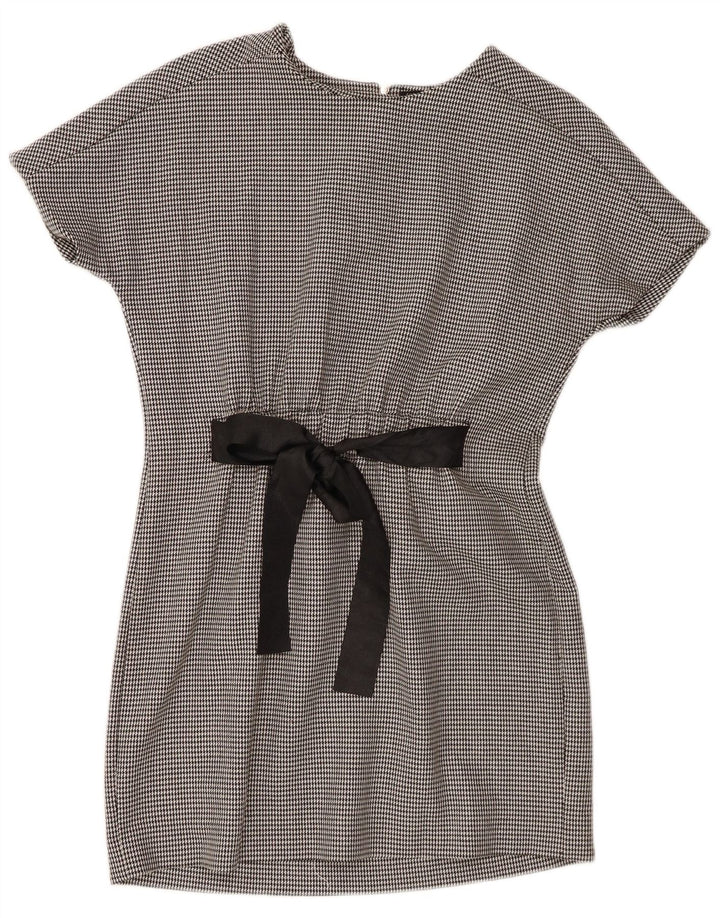 Zara Mujer Trafaluc Vestido Básico UK 40 Pequeño Poliéster Pata De Gallo Negro