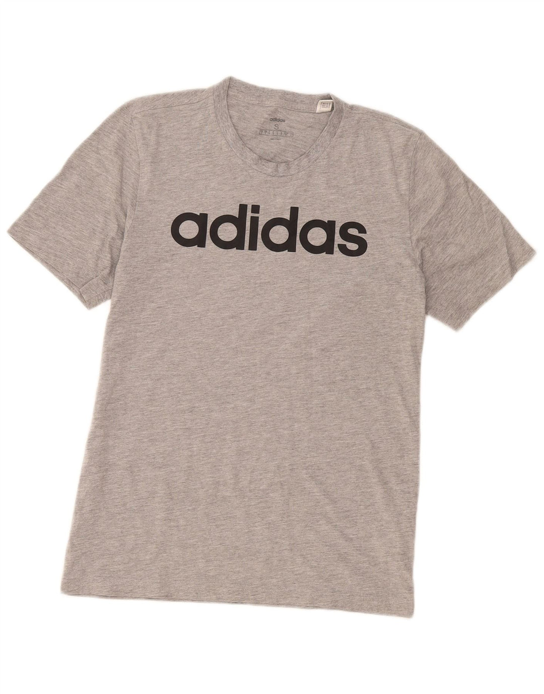 Adidas - Camiseta gráfica para hombre, talla pequeña, algodón gris
