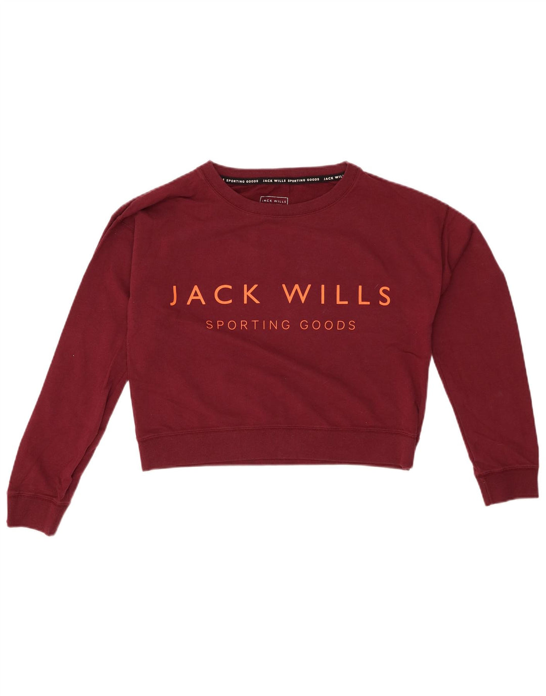 JACK WILLS Sudadera corta extragrande para mujer UK 8 Small Granate
