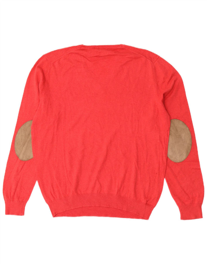 Massimo Dutti Jersey Con Cuello En V Hombre Large Rojo Algodón