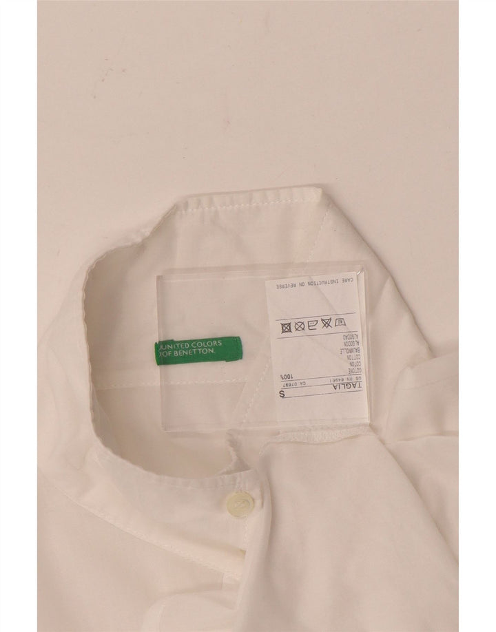Camisa Benetton Mujer ES 40 Pequeña Algodón Blanco
