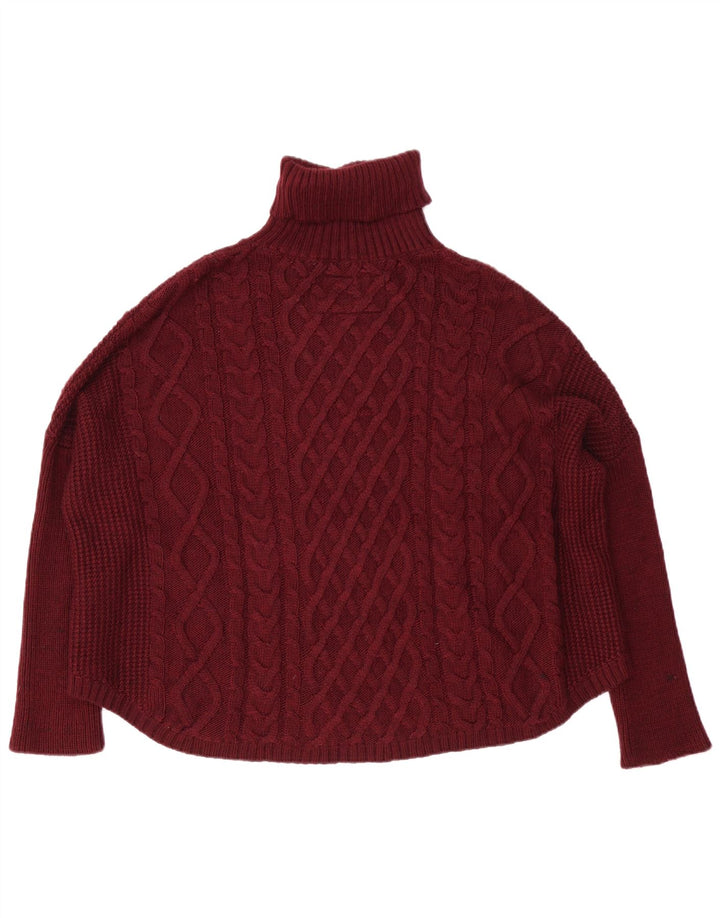 Superdry Jersey con cuello vuelto para mujer, talla 40, XL, granate acrílico