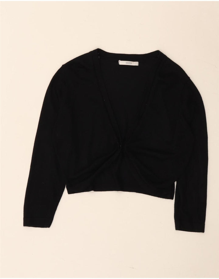 Marks & Spencer Suéter tipo cárdigan corto para mujer UK 42 Viscosa negra mediana