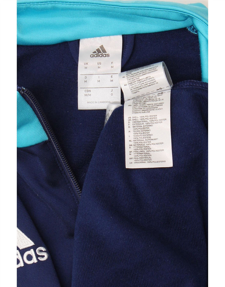 ADIDAS Mens Tracksuit Top Jacket Medium Navy Blue Colourblock Polyester Vintage Adidas and Second-Hand Adidas from Messina Hembry 