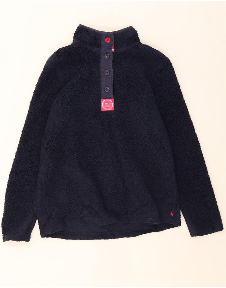 JOULES Womens Button Neck Fleece Jumper UK 10 Small  Navy Blue Polyester Vintage Joules and Second-Hand Joules from Messina Hembry 