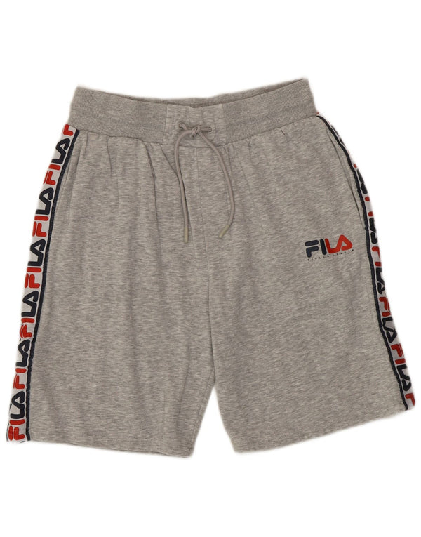 Fila Shorts deportivos con estampado gráfico para hombre, talla pequeña, de algodón moteado en gris