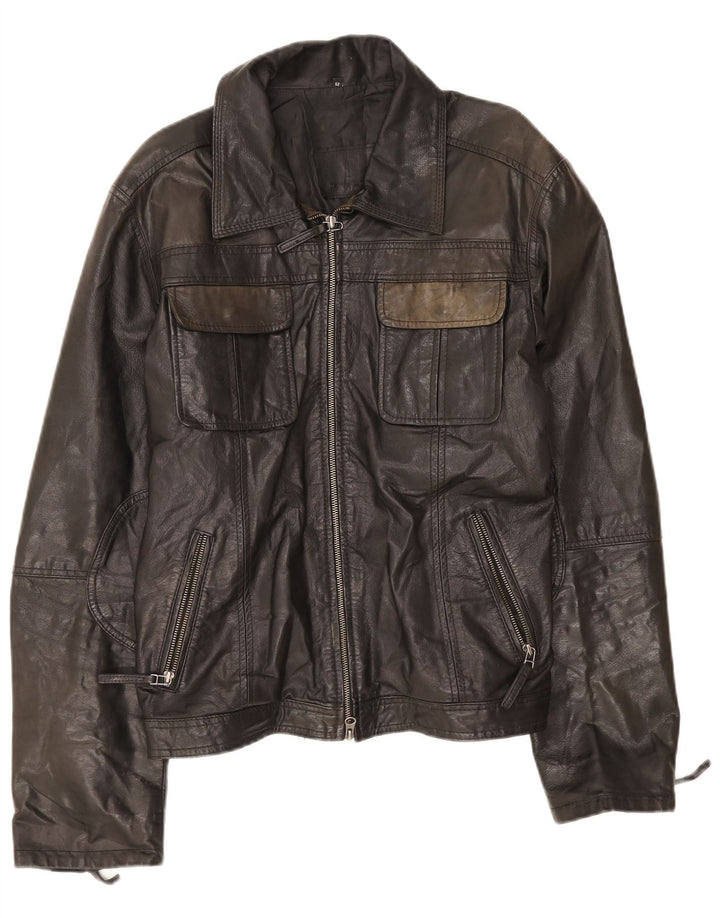 Metropolitan Chaqueta de cuero para hombre IT 52 XL Cuero negro