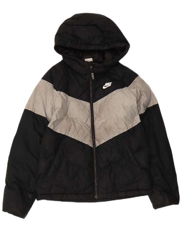 Nike Chaqueta acolchada con capucha para niños de 12 a 13 años, talla grande, color negro