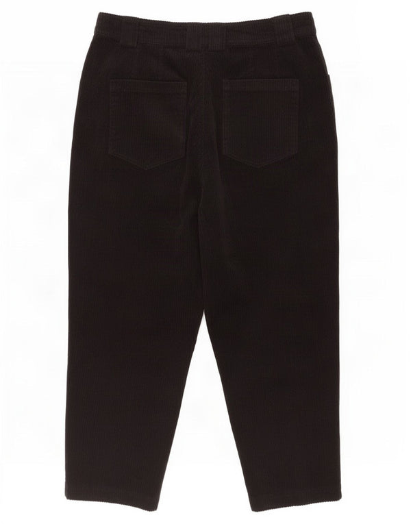 Topshop Pantalones de pana cortos de cintura alta para mujer UK 18 XL W36 L25 Negro
