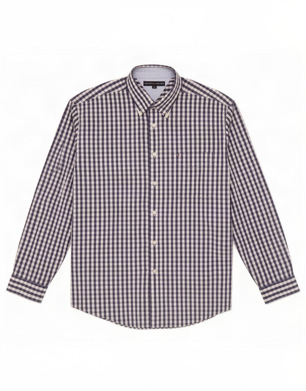 Tommy Hilfiger Camisa para hombre XL Algodón a cuadros azul marino