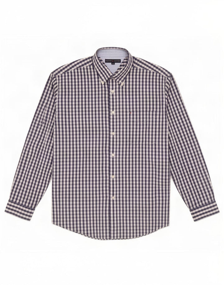 Tommy Hilfiger Camisa para hombre XL Algodón a cuadros azul marino