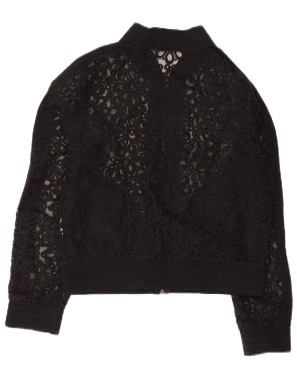 Fornarina Chaqueta Bomber de Encaje para Mujer UK 42 Mediana Negro Floral