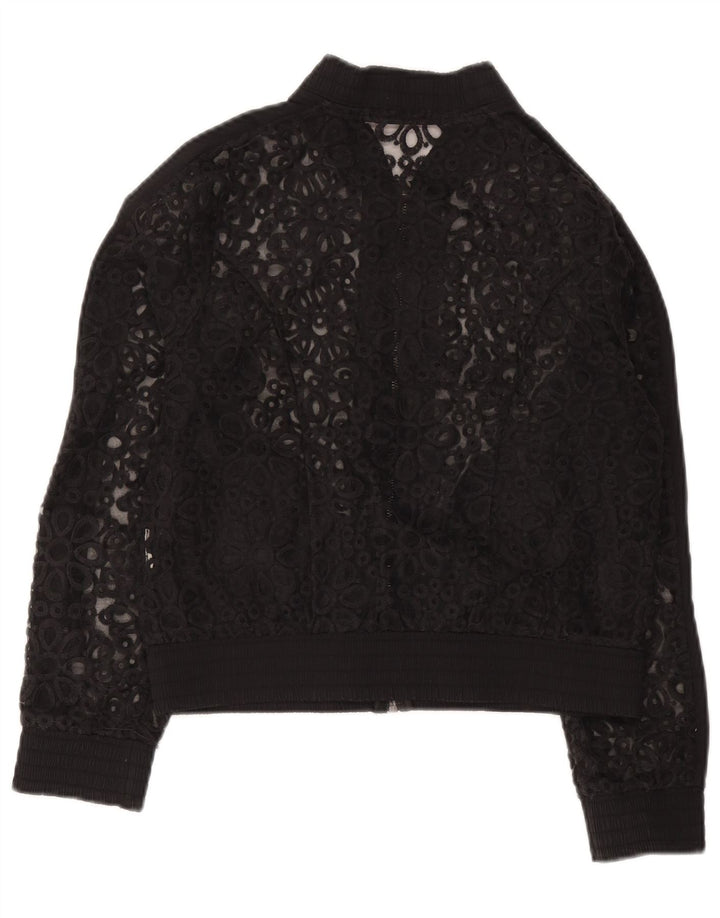 Fornarina Chaqueta Bomber de Encaje para Mujer UK 42 Mediana Negro Floral