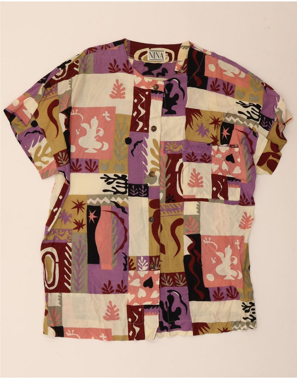 Nina Blusa de Manga Corta para Mujer UK 40 XL Multicolor Patchwork