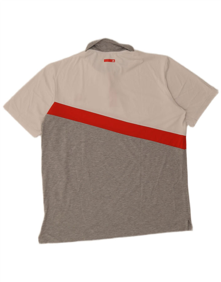 Adidas Polo Climalite para hombre, poliéster color block gris grande