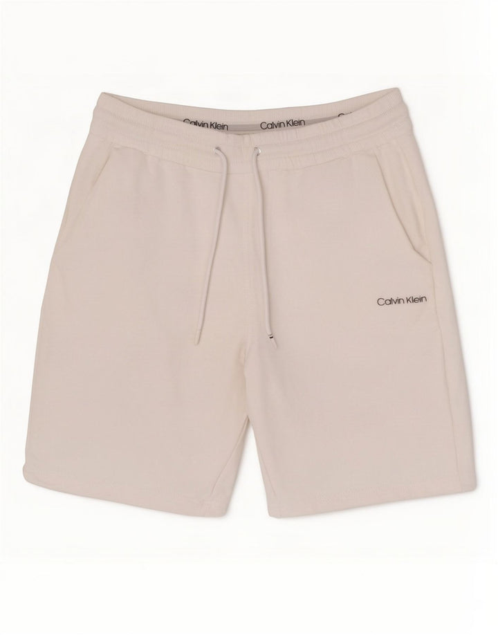 Calvin Klein Pantalones cortos deportivos para hombre de algodón blanco grande