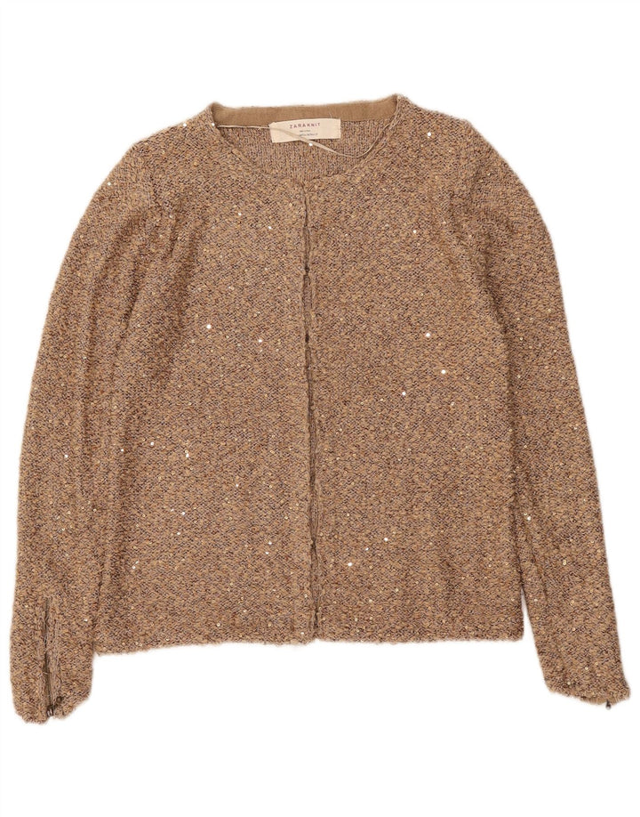 Zara Mujer Cárdigan Suéter UK 12 Medium Beige