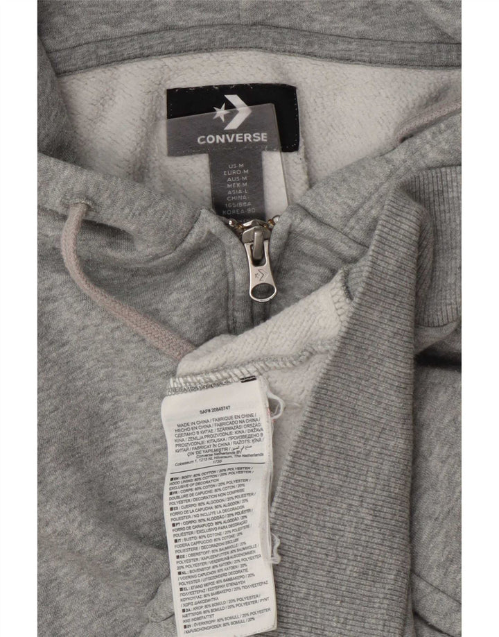 Converse Sudadera con capucha y cremallera para mujer UK 14 Algodón moteado gris medio