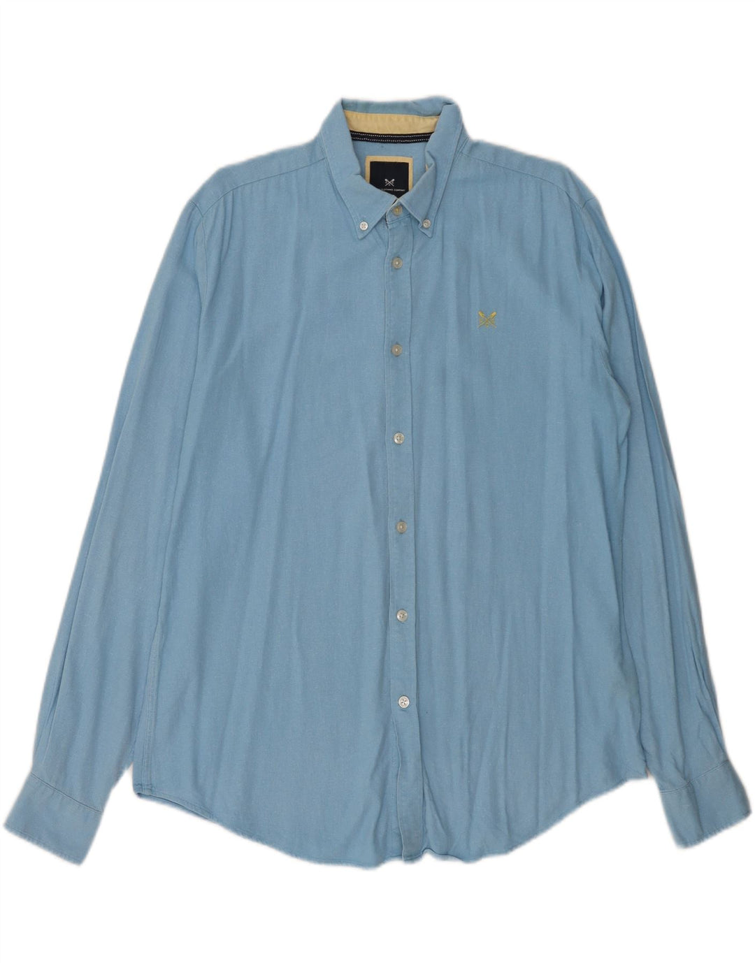 CREW CLOTHING Camisa para hombre grande de lino azul
