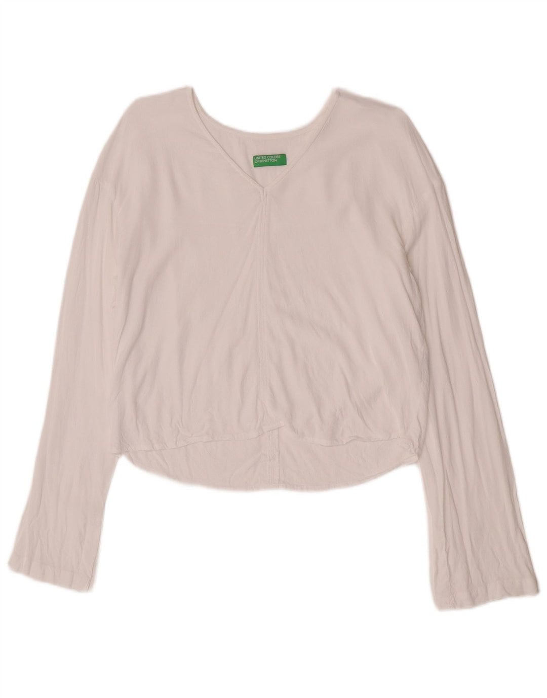 Benetton Top Corto Mujer Manga Larga ES 40 Small Viscosa Blanca