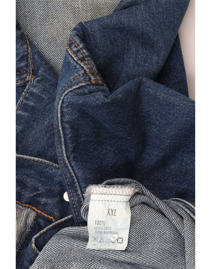 Vintage hombres chaqueta de mezclilla Reino Unido 44 2XL algodón azul