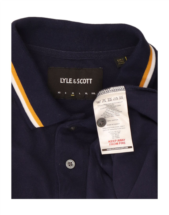 Lyle & Scott Polo para hombre de algodón azul marino mediano