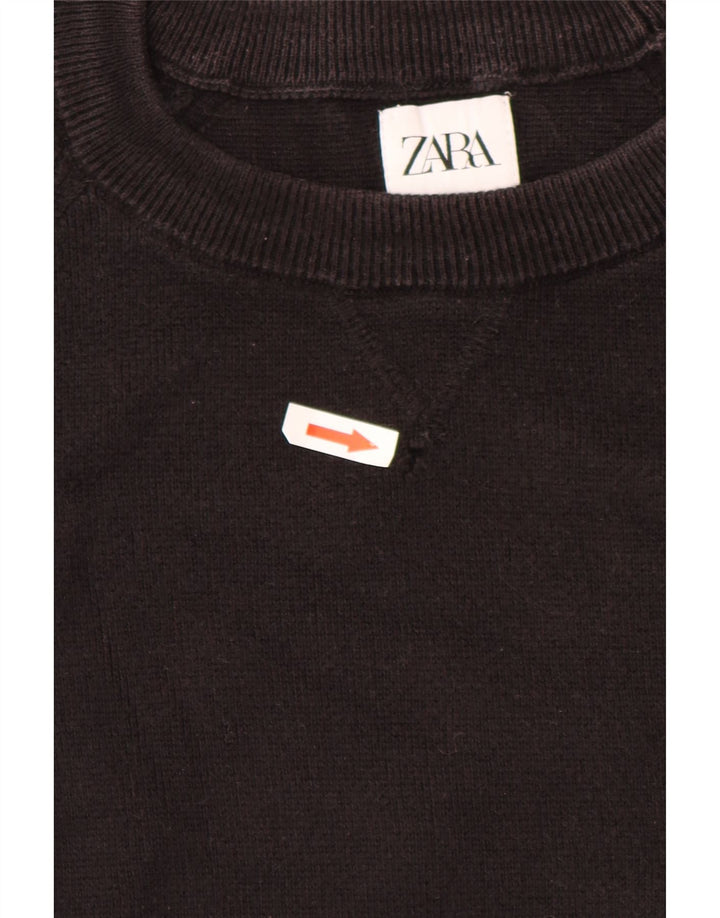 ZARA Hombre Jersey Cuello Redondo Algodón Marrón Medio