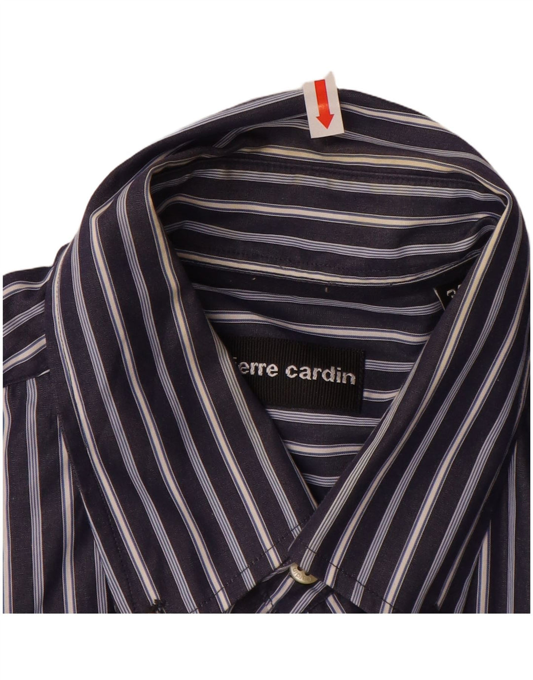 PIERRE CARDIN Camisa Hombre Talla 39 Algodón Rayas Azul Medio