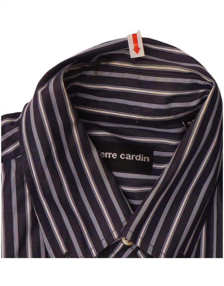 PIERRE CARDIN Camisa Hombre Talla 39 Algodón Rayas Azul Medio