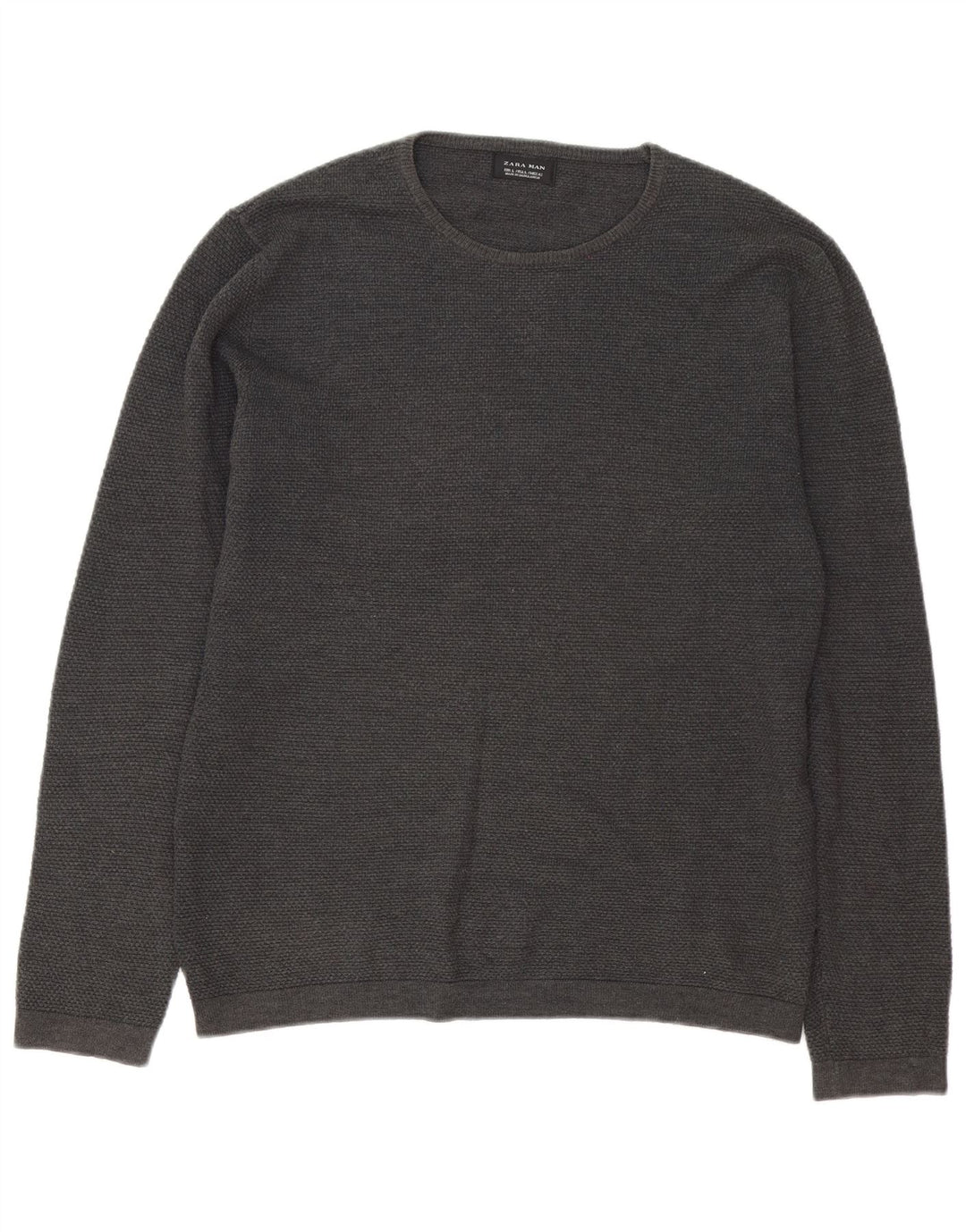 Zara Hombre Jersey De Cuello Redondo Jersey Grande Gris