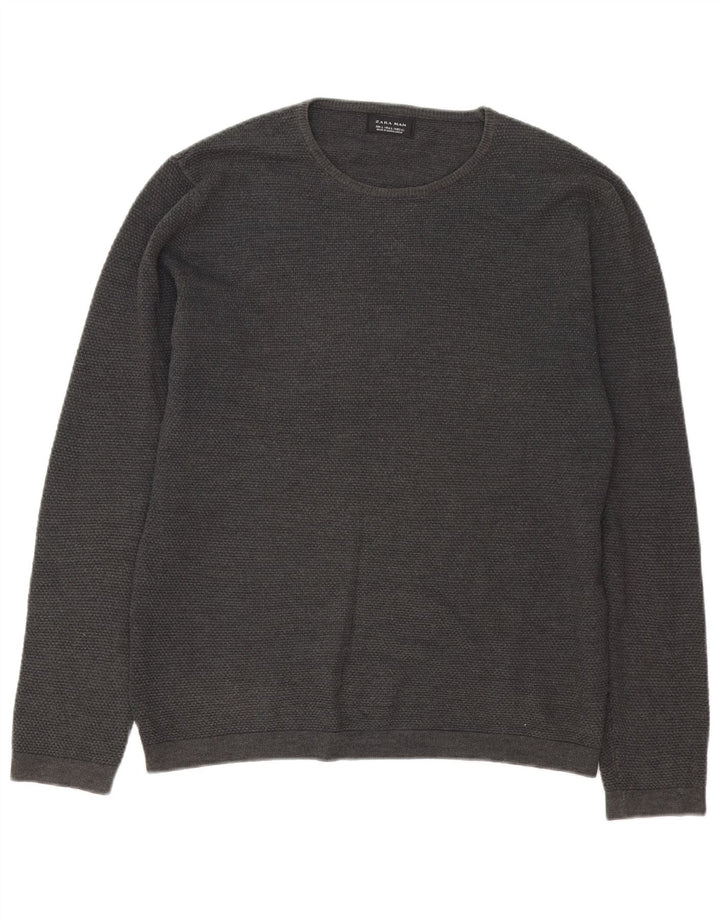 Zara Hombre Jersey De Cuello Redondo Jersey Grande Gris
