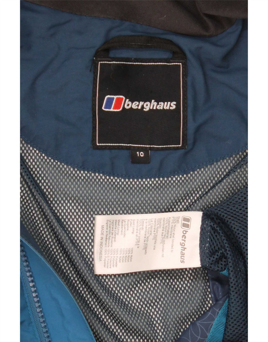 Berghaus Chaqueta impermeable extragrande con capucha para mujer UK 40 Small Blue Colourblock