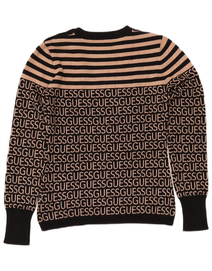 GUESS Suéter gráfico con cuello redondo para mujer UK 10 Small Black Stripes