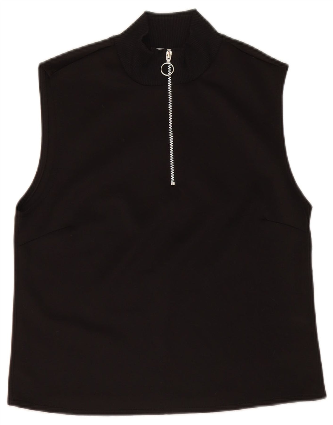 Zara Mujer Crop Top UK 40 Mediano Algodón Negro