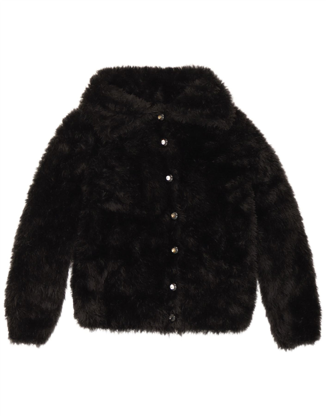 Vintage mujer chaqueta de piel sintética Reino Unido 10 pequeño negro