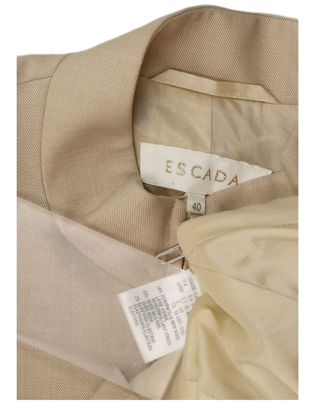 Escada Chaqueta Blazer Mujer IT 40 Pequeña Lana Beige