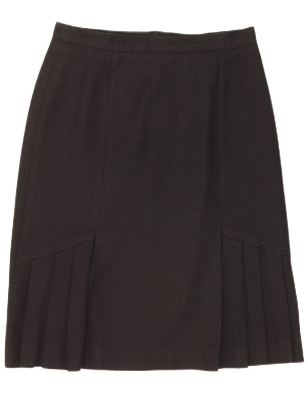 Vintage mujer A-Line falda Reino Unido 16 grande W30 lana negra