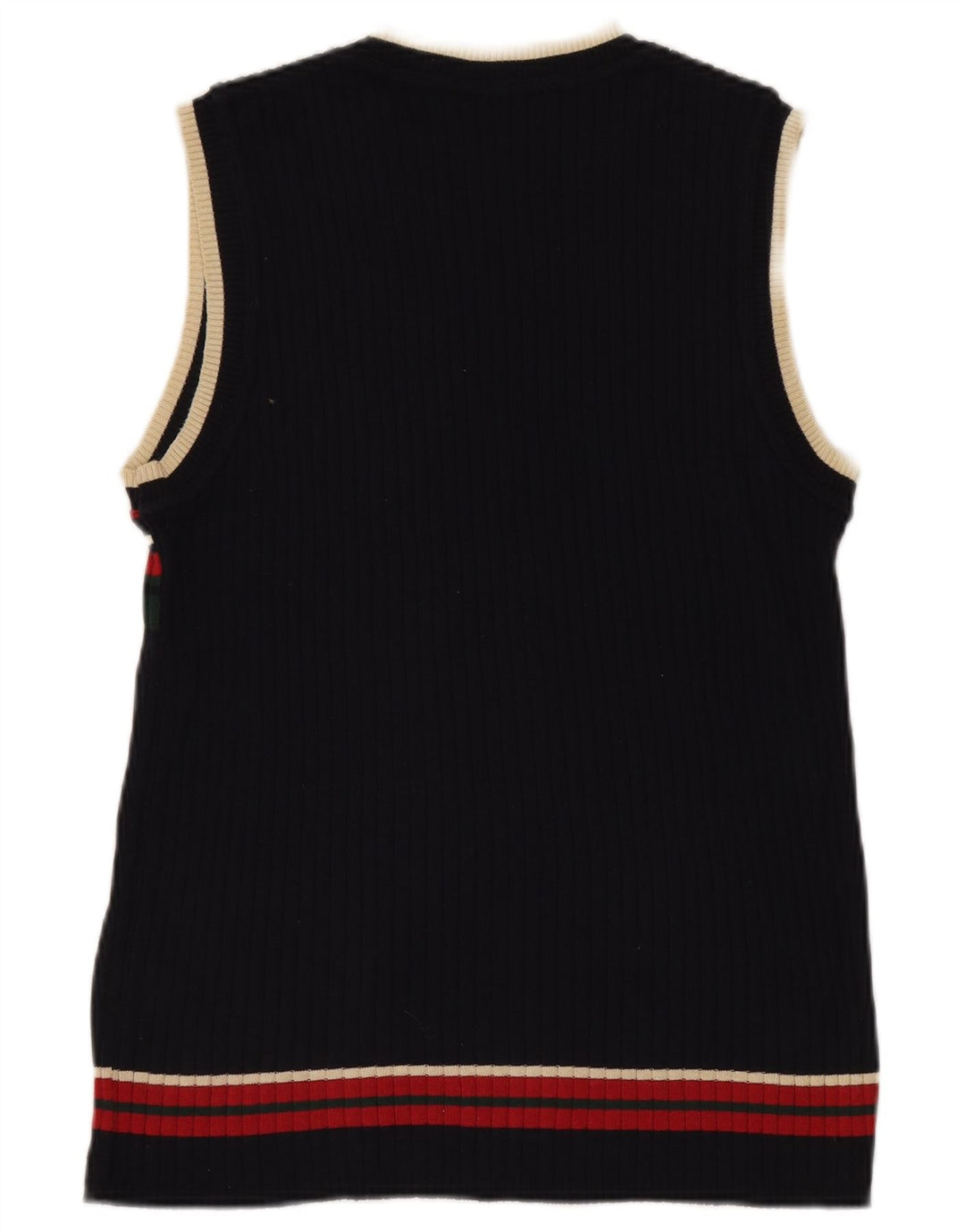 Vintage mujer chaleco camiseta sin mangas Reino Unido 14 algodón de rayas negras grandes