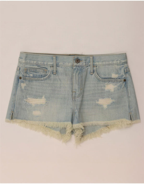 Abercrombie & Fitch Pantalones cortos de mezclilla desgastados para mujer US 4 Small W27 Azul