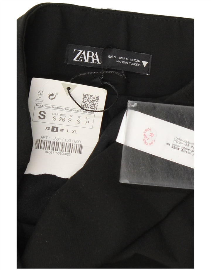 Zara Mujer Mini Falda Pequeña W26 Poliéster Negro