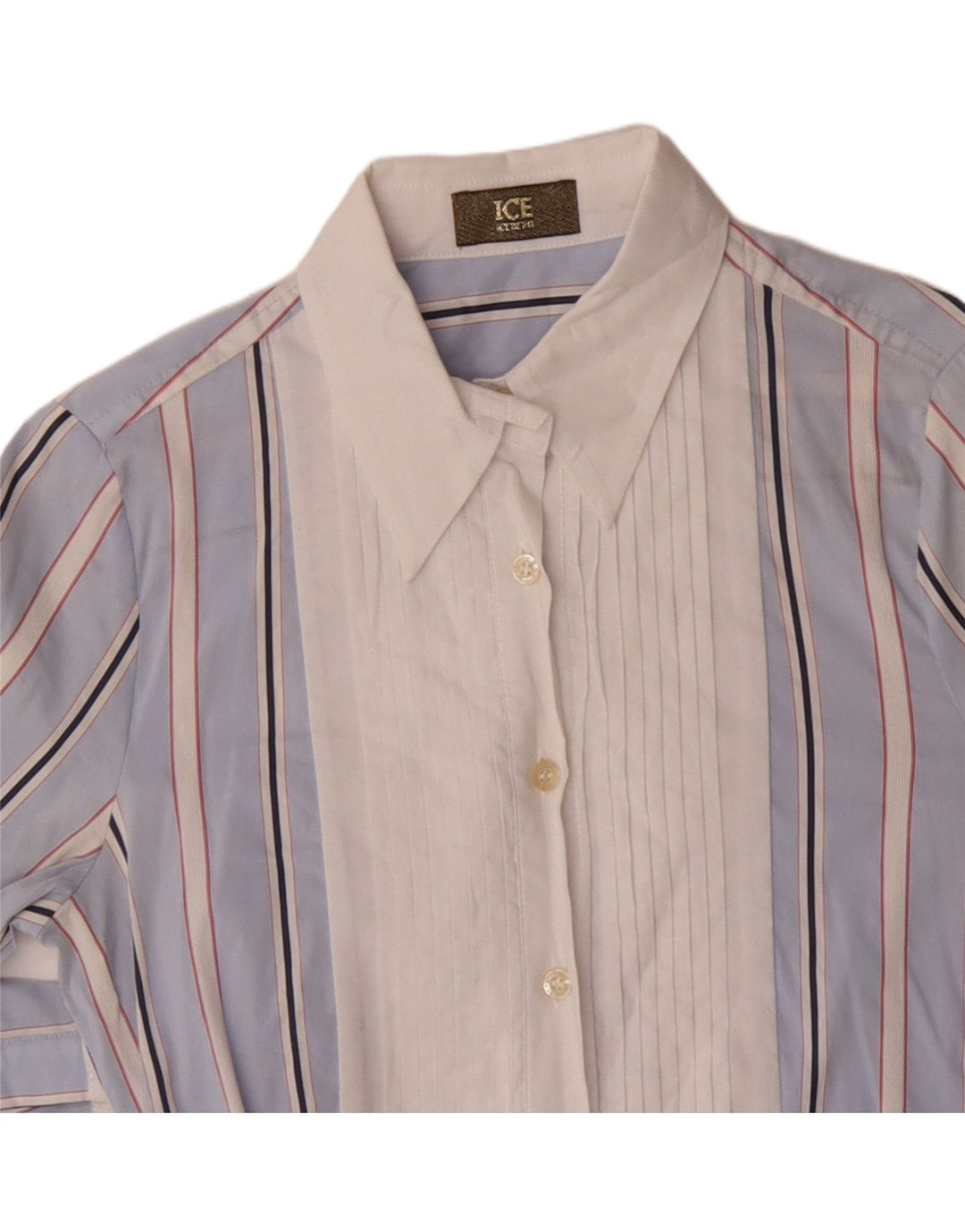 Iceberg Camisa Mujer UK 10 Small Azul Rayas Algodón